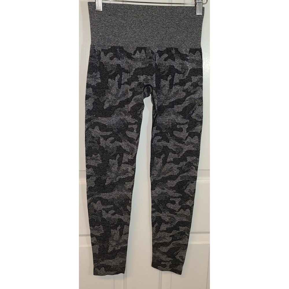 NWOT Women Leggings Yoga High Rise Seamless Camouflaged Sz S Black Gray Active